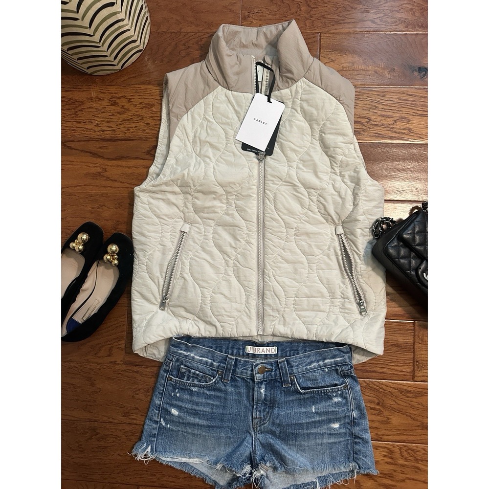 Varley Cream and Beige Quilted Vest